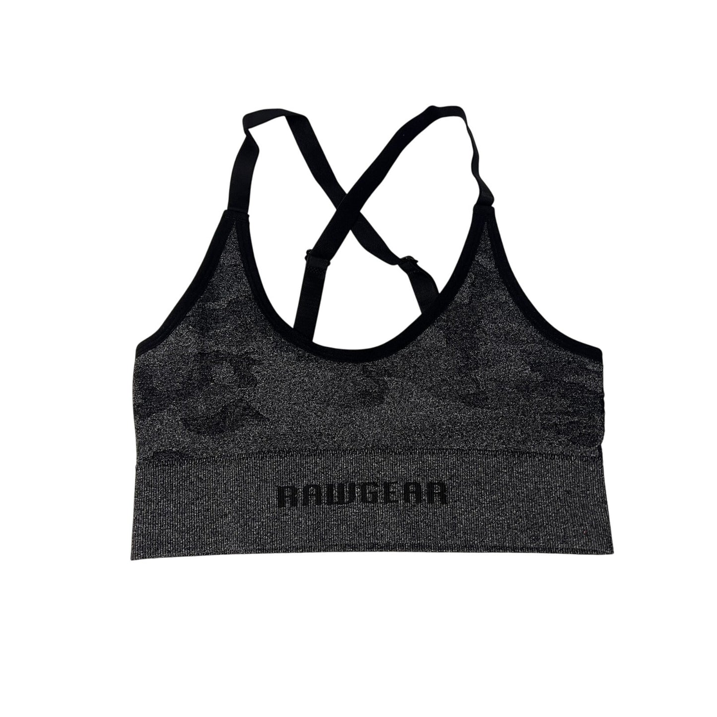 RAW WOMEN'S CAMO BLACK SPORTS BRA SIZE MEDIUM NEW