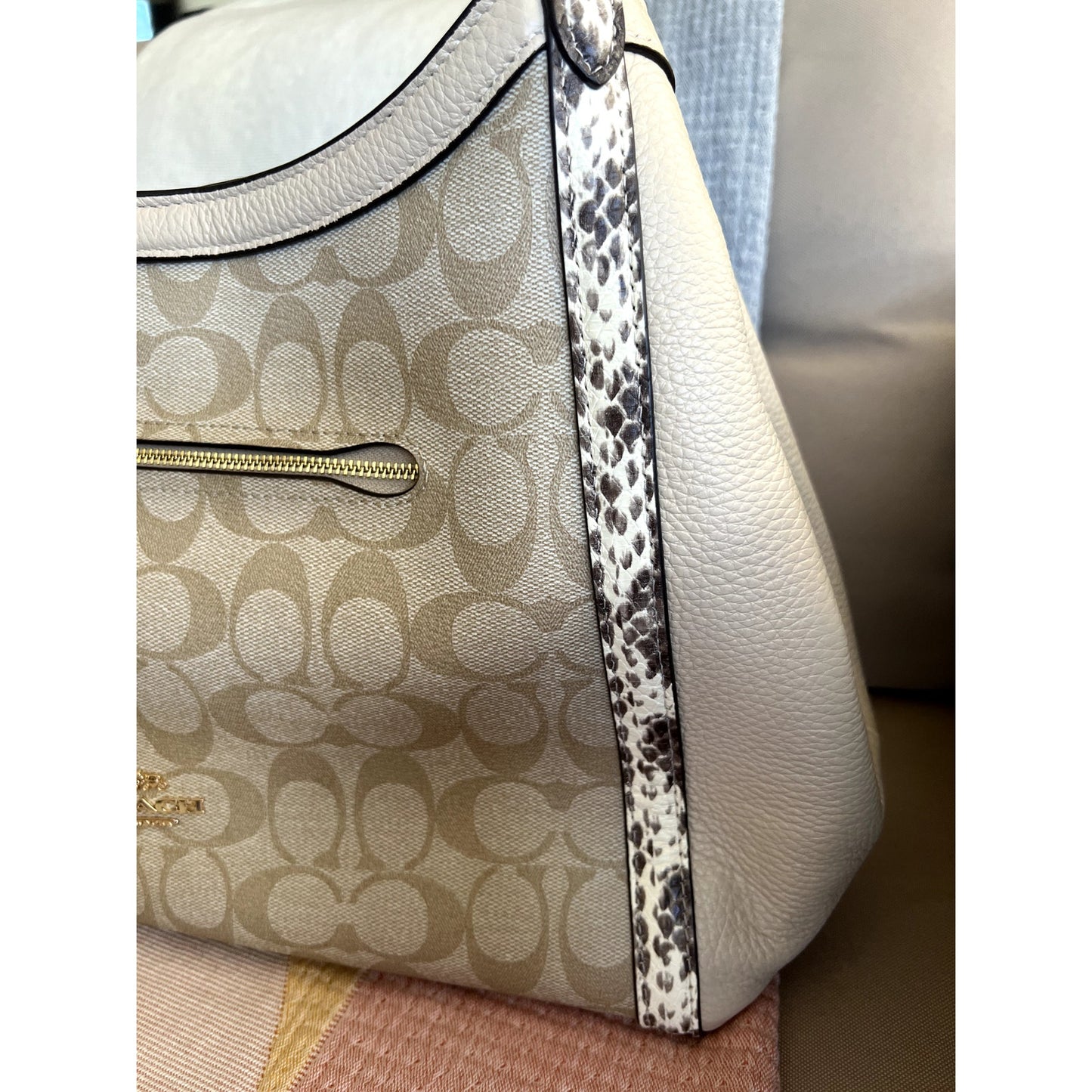 Coach Kristy Shoulder Bag In Colorblock Signature Canvas Beige