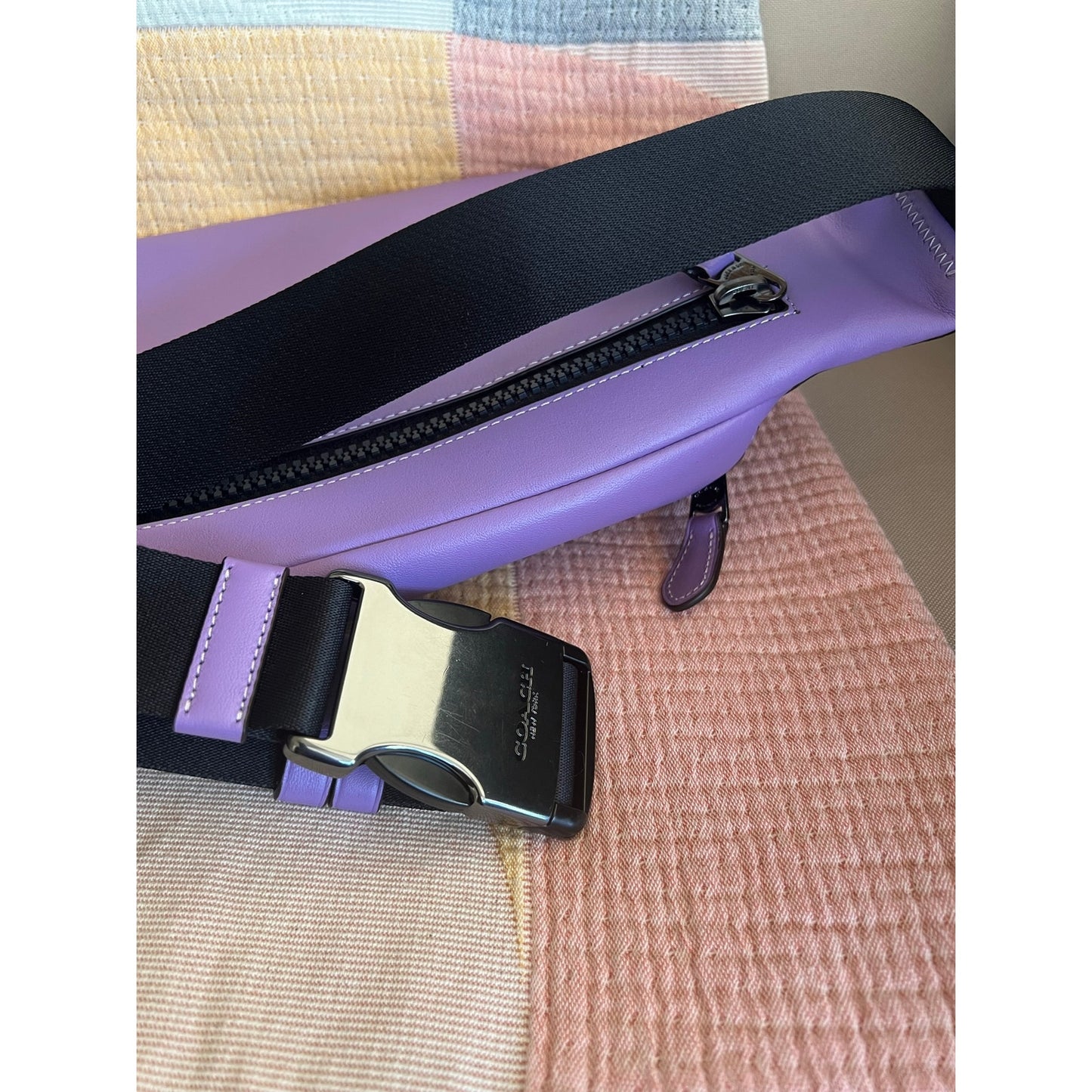 Coach Monogram Fanny Pack/Track Belt Bag Purple and Brown