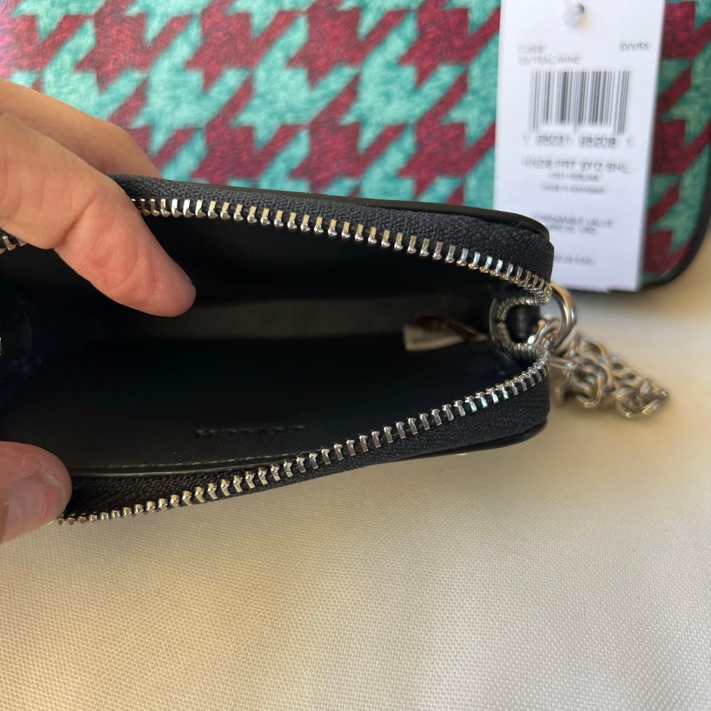 COACH Sydney Satchel With Houndstooth Print with Zip Card Wallet