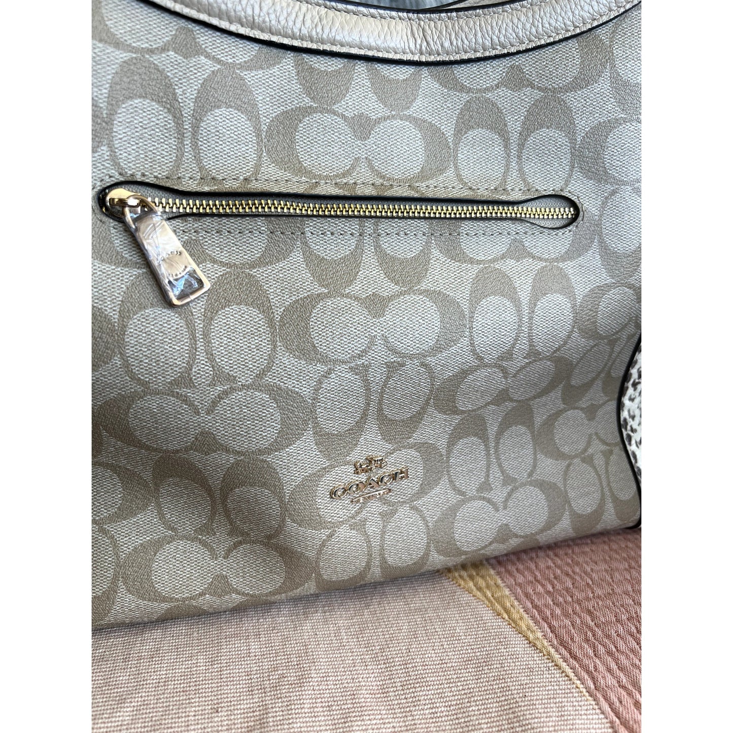 Coach Kristy Shoulder Bag In Colorblock Signature Canvas Beige