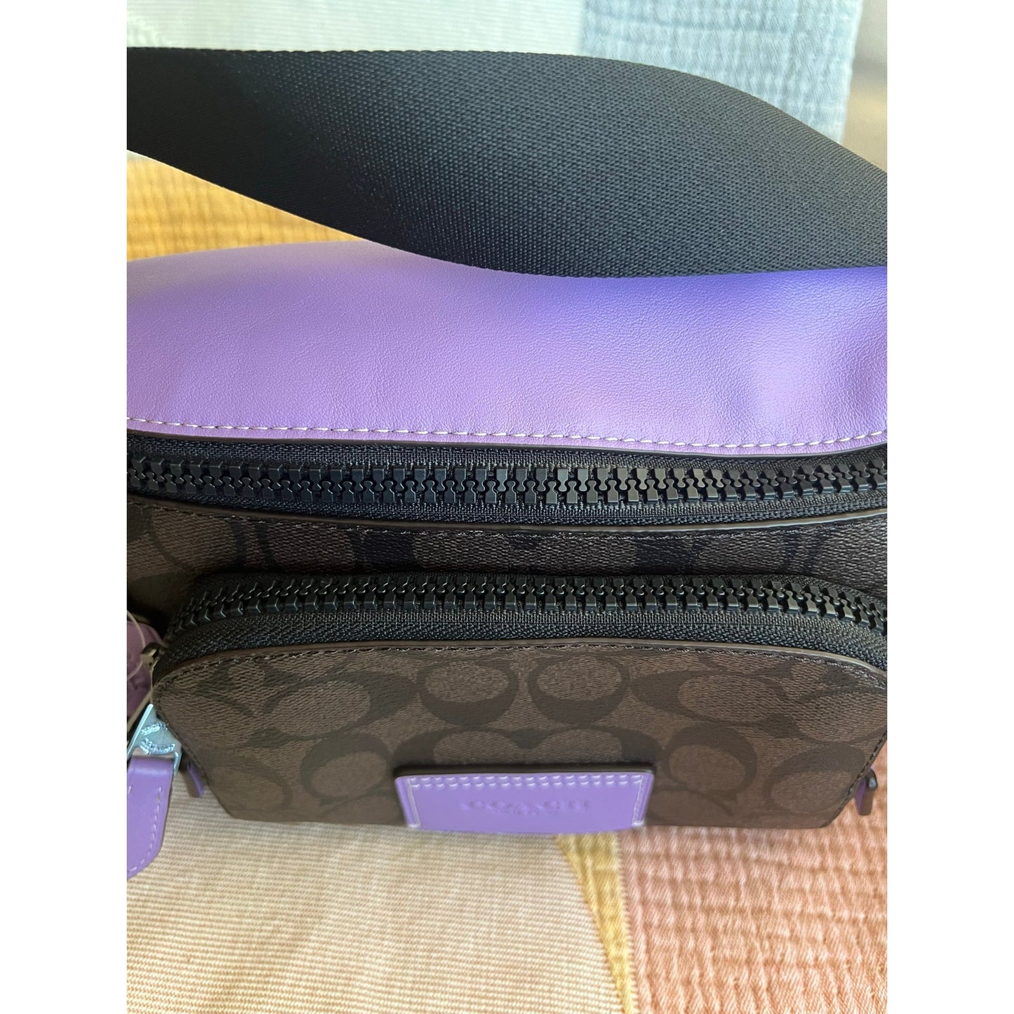 Coach Monogram Fanny Pack/Track Belt Bag Purple and Brown