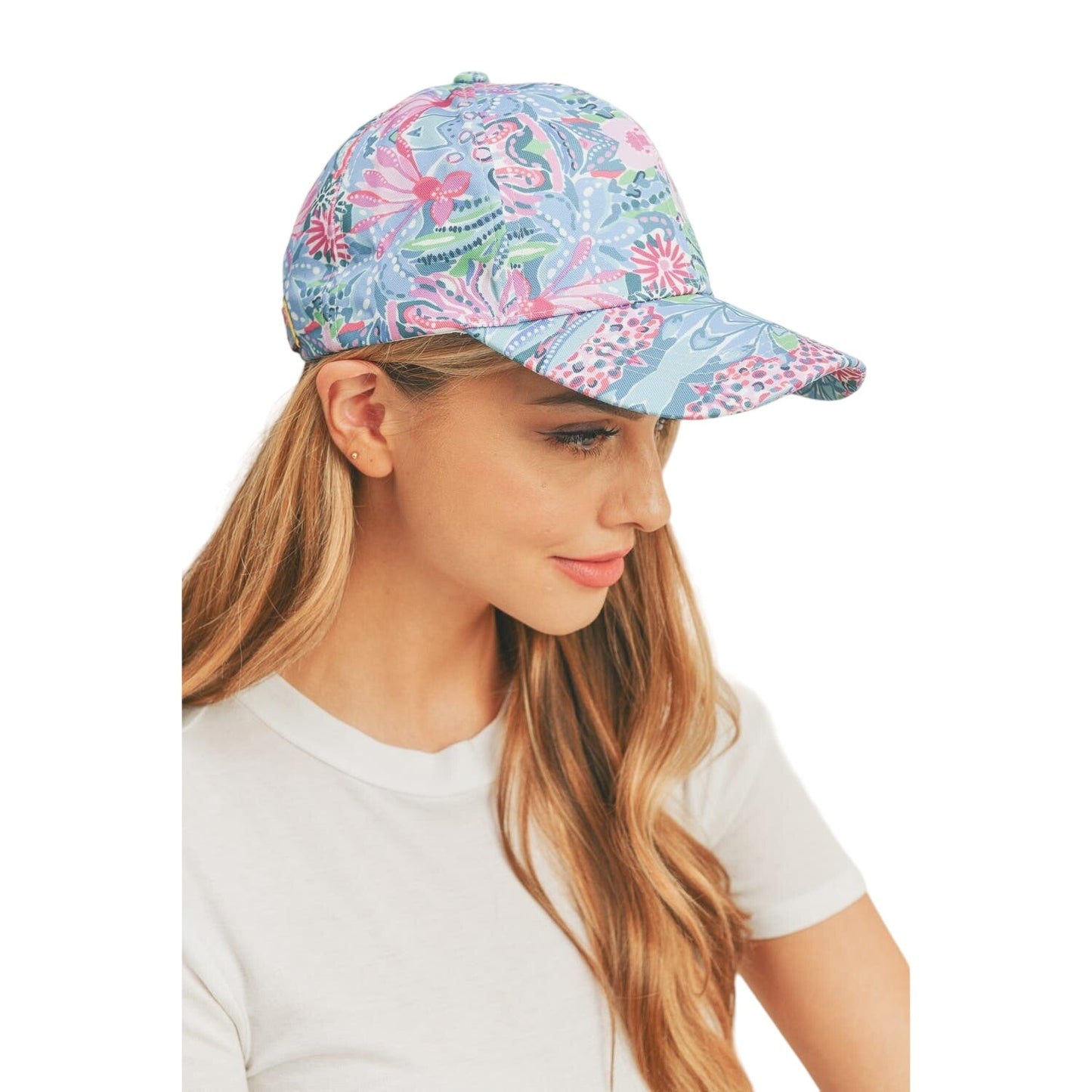 Women's Light Blue Summer Floral Casual Baseball Cap