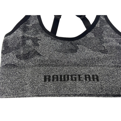 RAW WOMEN'S CAMO BLACK SPORTS BRA SIZE MEDIUM NEW
