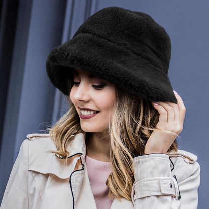 WOMEN'S FASHION FAUX FUR BUCKET HAT