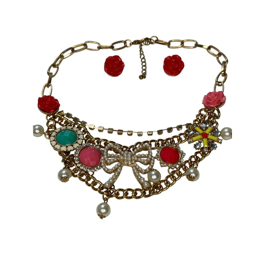 Women's Rose and Bow Fashion Necklace Set