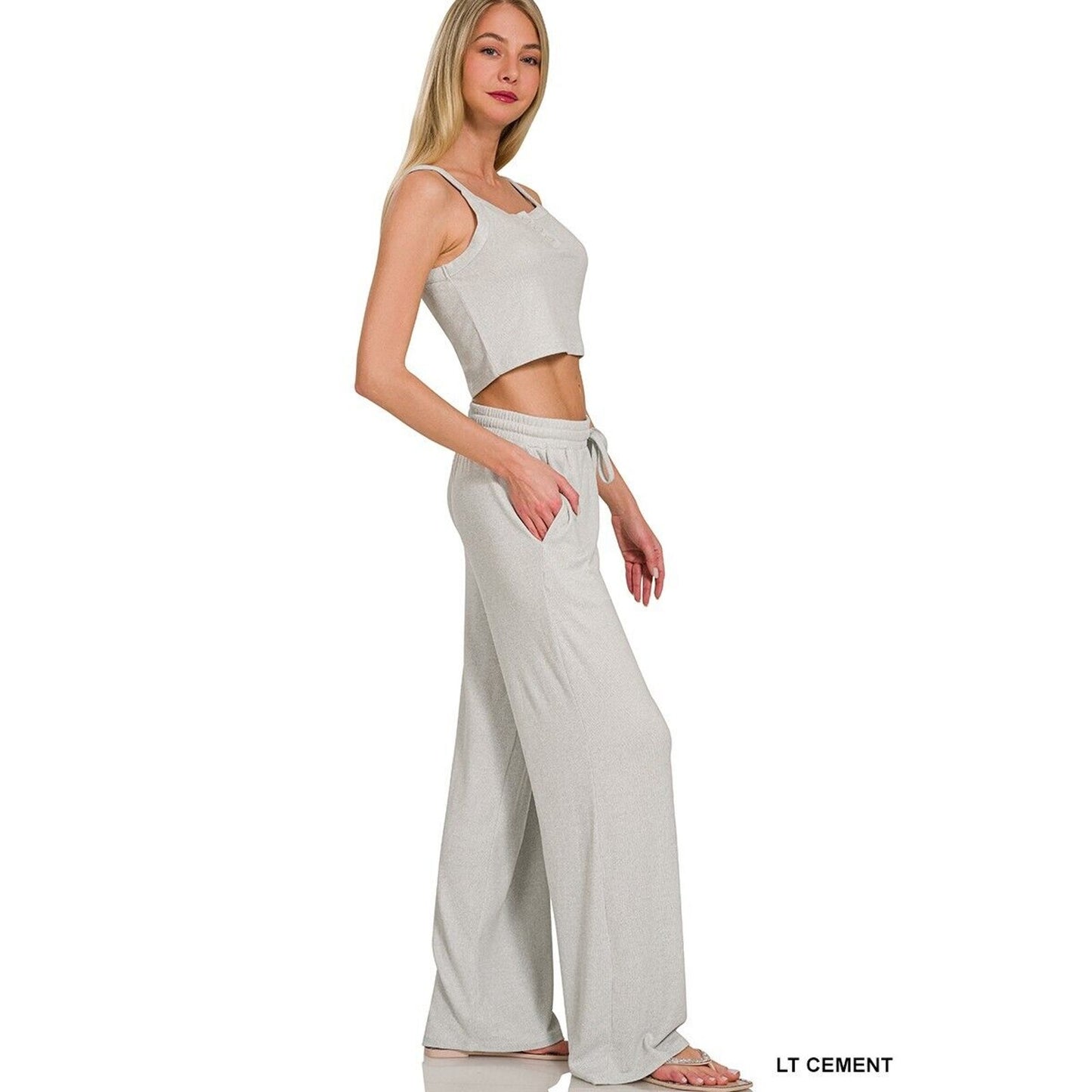 Stylish Women's Crop Top & Wide Drawstring Wide Leg Pants