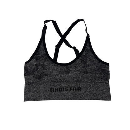 RAW WOMEN'S CAMO BLACK SPORTS BRA SIZE MEDIUM NEW