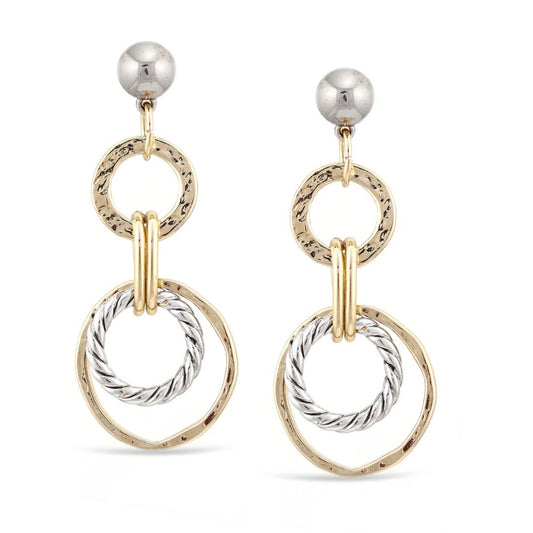 Women's Two-Tones Silver And Gold-Tone Metal Link Stud Fashion Earrings