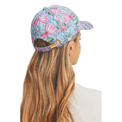 Women's Light Blue Summer Floral Casual Baseball Cap