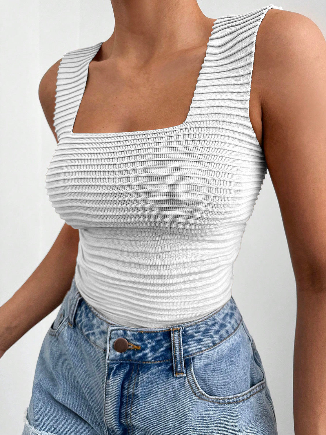 Square Neck Wide Strap Tank