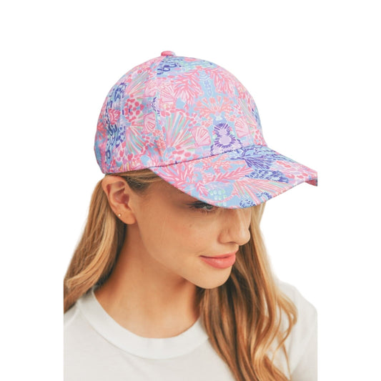 Women's Pink Floral Print Sporty Baseball Cap