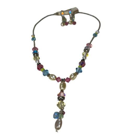 WOMENS CRYSTAL AND FAUX PEARL NECKLACE SET
