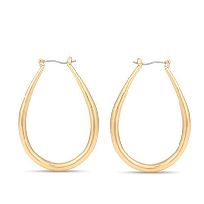 WOMEN'S FASHION GOLD PLATING TEARDROP HOOP EARRINGS