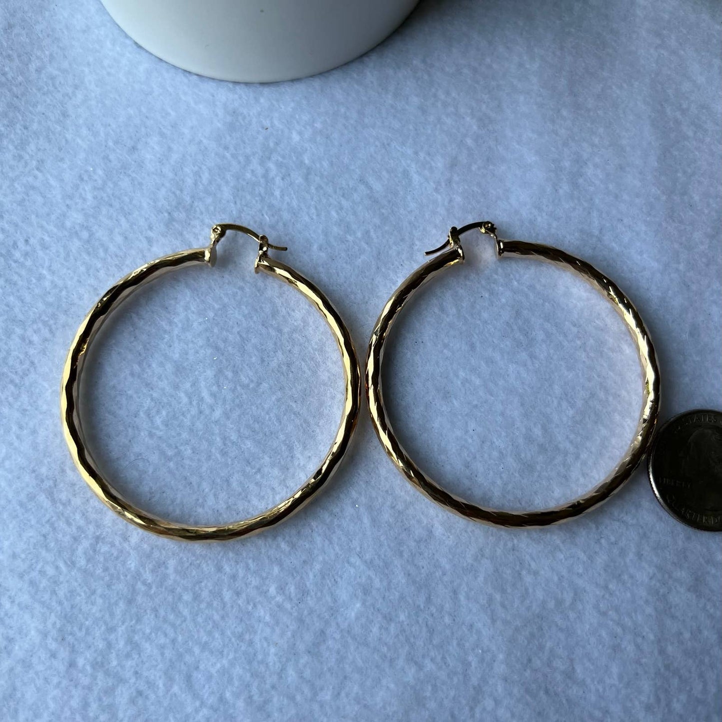 Jennifer Textured Fashion Gold Tone Lightweight Hoops