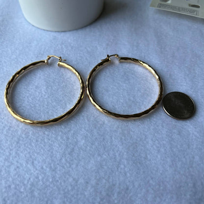 Jennifer Textured Fashion Gold Tone Lightweight Hoops