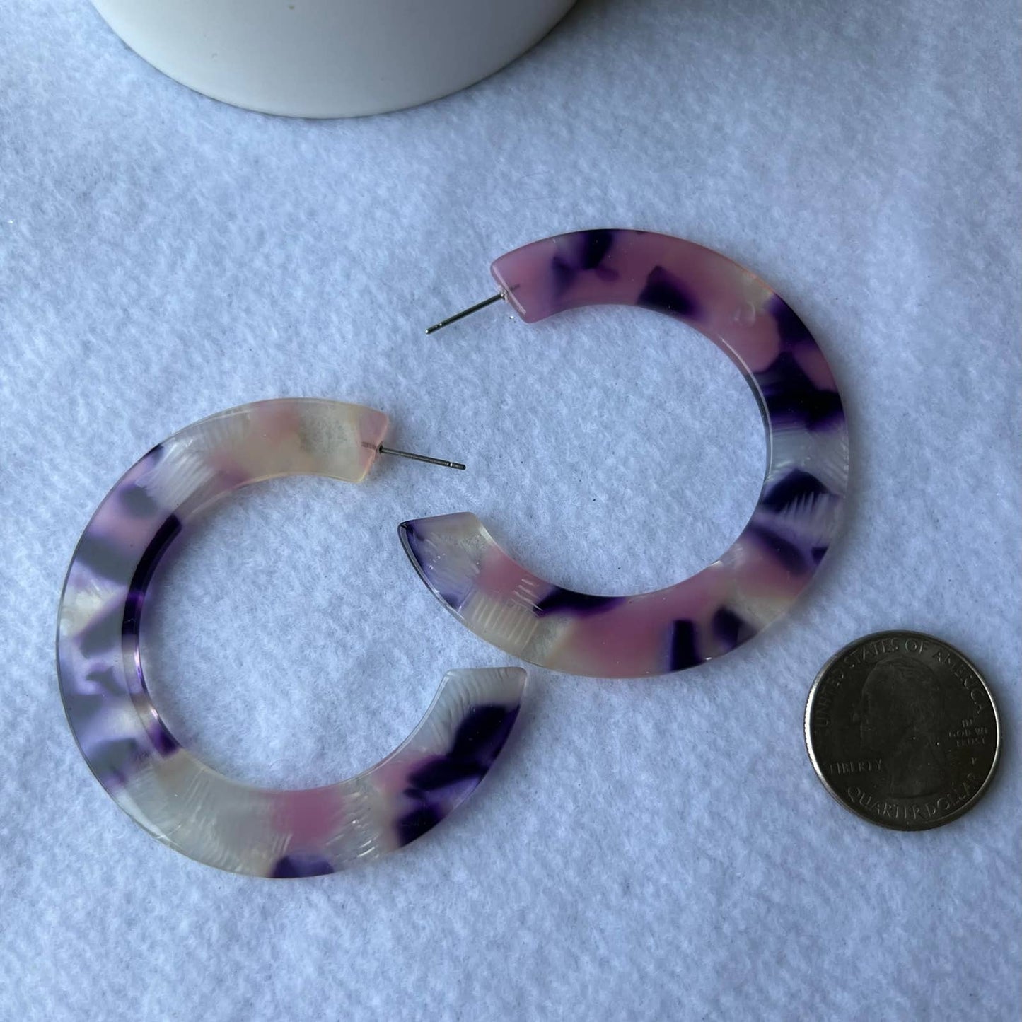 Acrylic Open Hoops, Purple/ Pink NWT