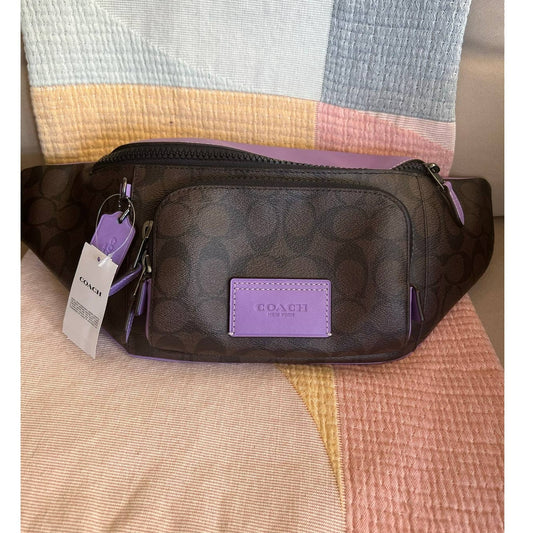 Coach Monogram Fanny Pack/Track Belt Bag Purple and Brown