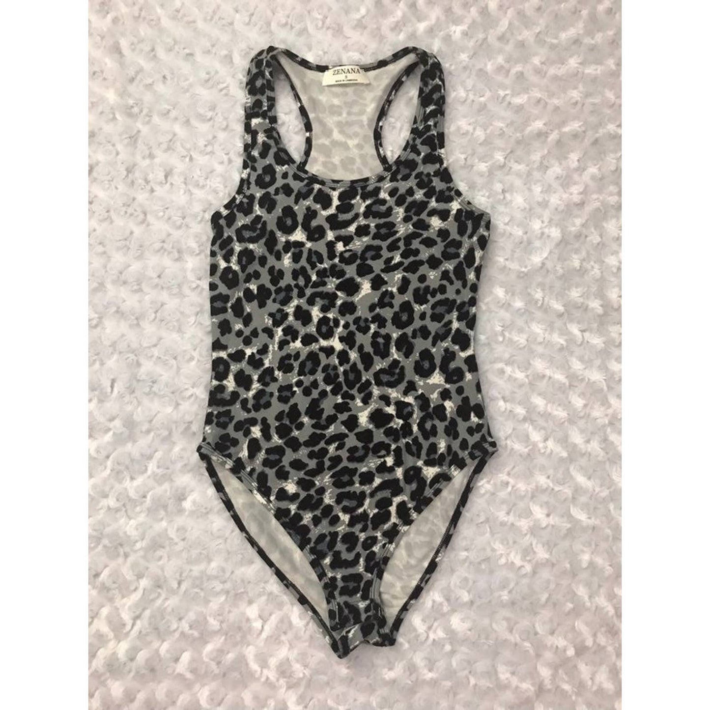 Zenana Women's Leopard Racer Back Tank Bodysuit