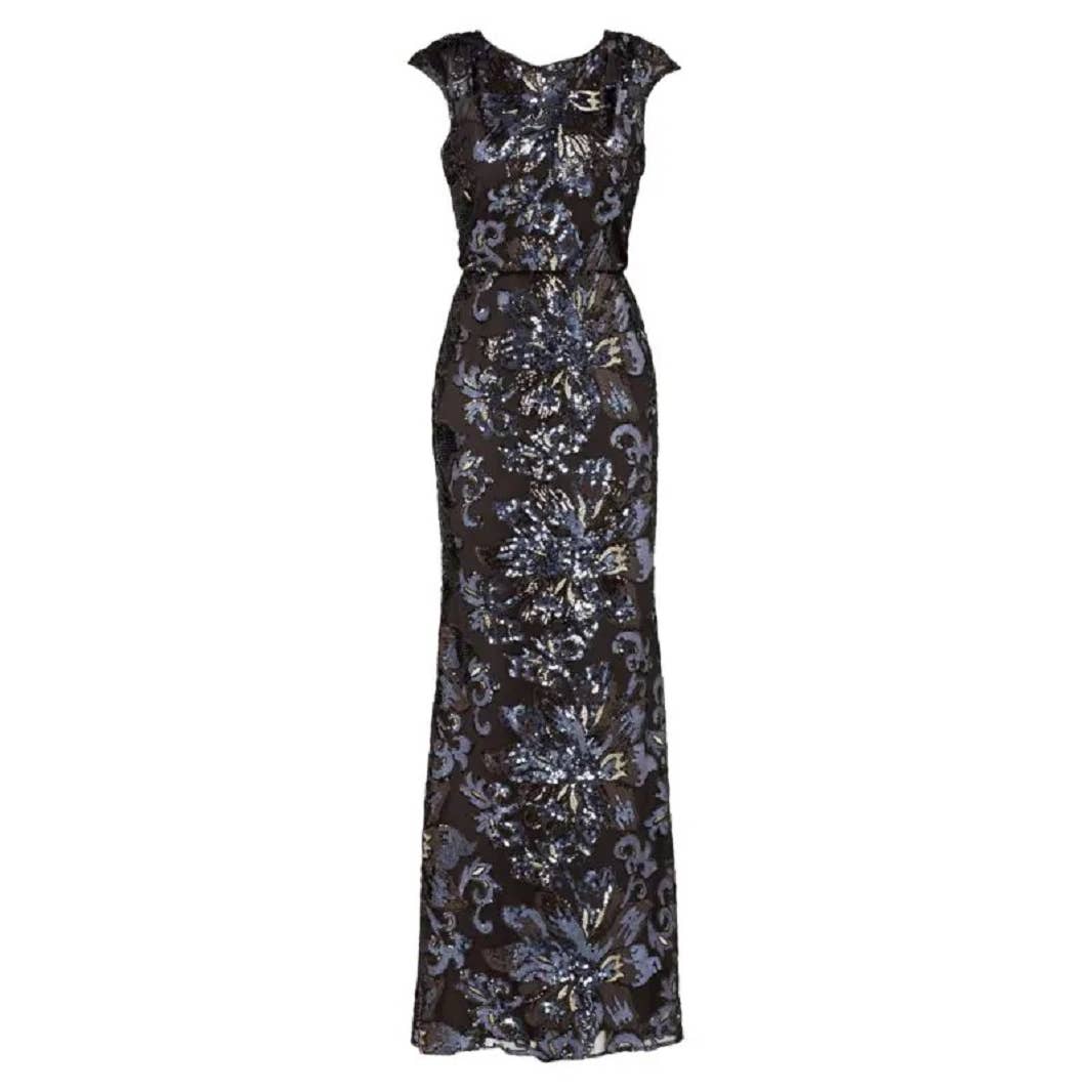 BADGLEY MISCHKA Embellished Swirl Gown SIZE 0