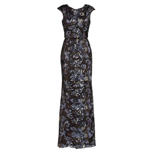 BADGLEY MISCHKA Embellished Swirl Gown SIZE 0