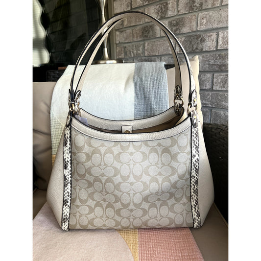 Coach Kristy Shoulder Bag In Colorblock Signature Canvas Beige