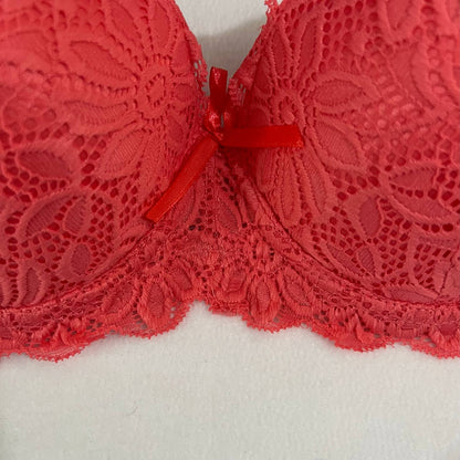 FAYLINA WOMEN SOFT PUSH UP LACE BRA CORAL SIZE 38C