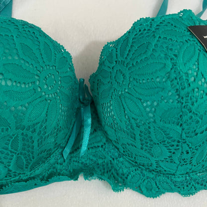 FAYLINA WOMEN LACE PUSH UP UNDERWIRE BRA TEAL SIZE 36C