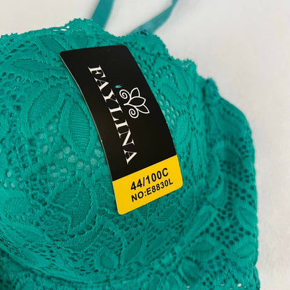 FAYLINA WOMEN LACE PUSH UP UNDERWIRE BRA TEAL SIZE 36C