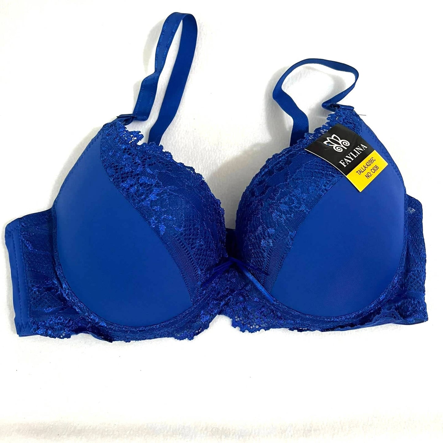 FAYLINA WOMEN UNDERWIRE PUSHUP BRA ROYAL BLUE 34C