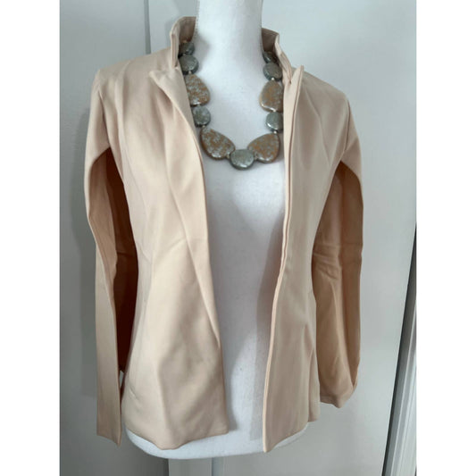 HOTOUCH WOMEN WOVEN CAPE BLAZER JACKET WITH POCKETS SAND SIZE M