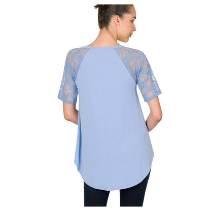 Women's Plus Lace Detail Short Sleeve V-Neck Top